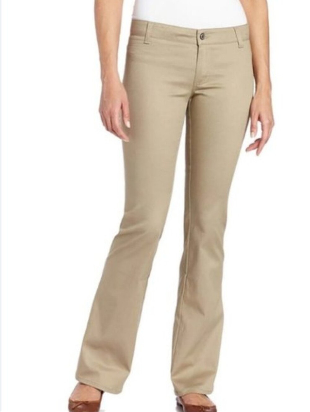 Juniors Dickies Khaki "The Worker" Mid Rise Boot Cut Pants NWT N882 size 7/28